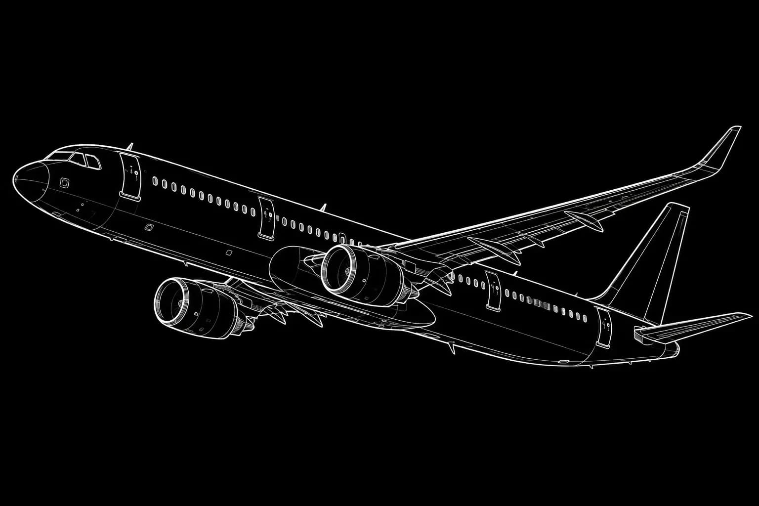 Airbus A321 Technical Line Art Illustration