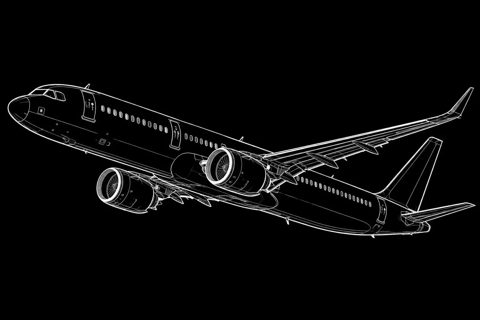 Airbus A321neo Technical Line Art Illustration