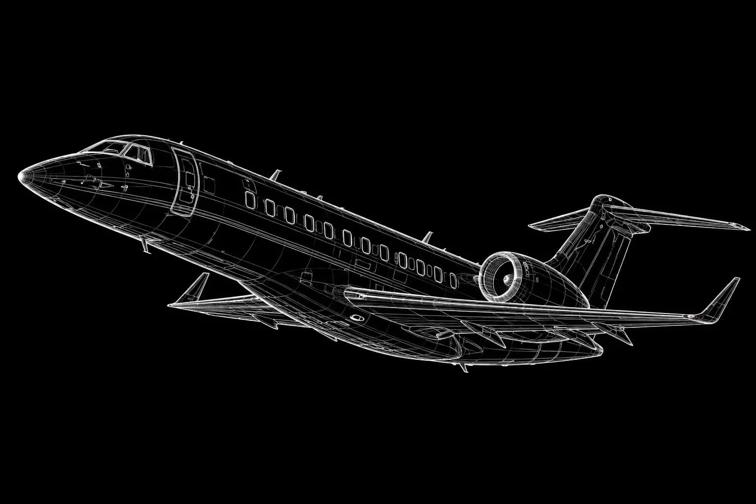 Embraer Legacy 600 Technical Line Art Illustration